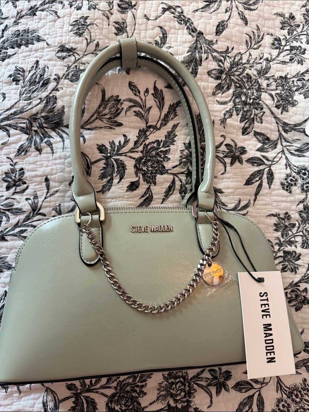 Steve Madden Mint Green Dome Satchel with Chain Accent